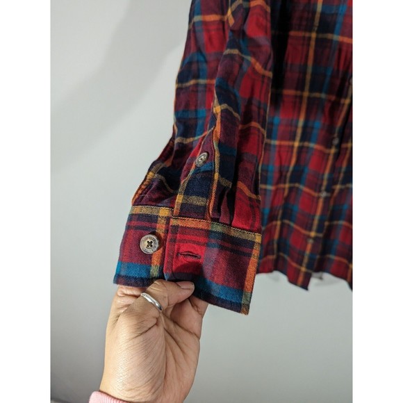 Duluth Trading Red Plaid Long Sleeve Cotton Flannel Slim Shirt Men Size L Tall - Picture 4 of 7
